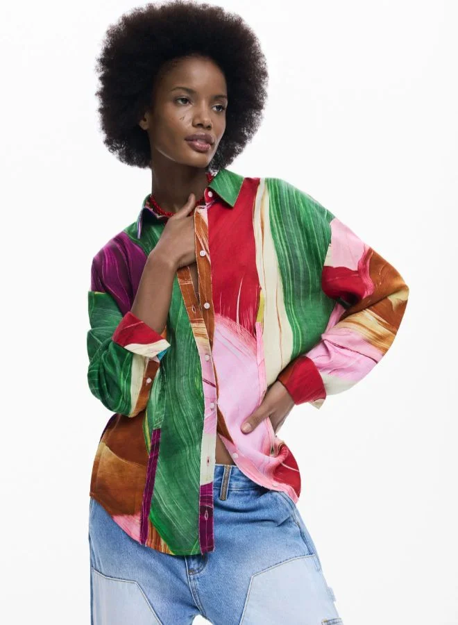 ديسيجوال قميص مطبوع ضيق